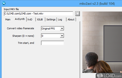 User interface - Screenshot of MKV2AVI