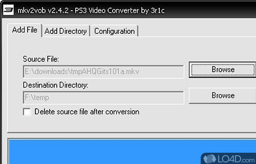 Screenshot of mkv2vob - Convert MKV files to VOB format while offering support for batch processing