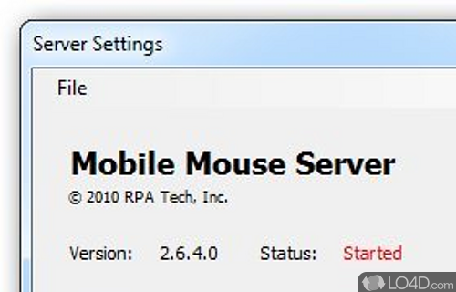 Screenshot of Mobile Mouse Server - Set up connection details and fully configure interactions in order to control PC from a distance using preferred mobile device