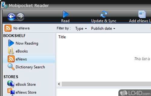 User interface - Screenshot of Mobipocket Reader