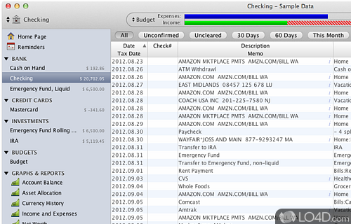 Screenshot of Moneydance - Keep up to date with budget statements, transaction records