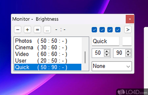 Screenshot of Monitor Plus - Can manage the brightness, contrast and color of desktop monitor