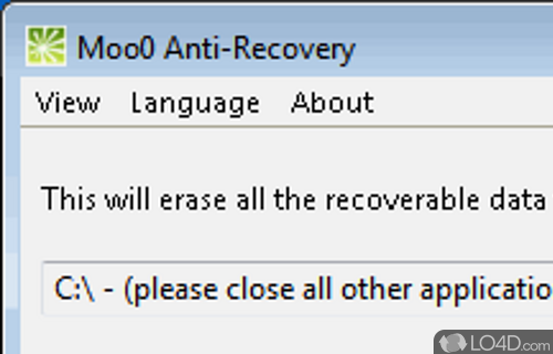 Screenshot of Moo0 Anti-Recovery - Powerful app that erases recoverable data from hard drive, namely Recycle Bin items, space on disk