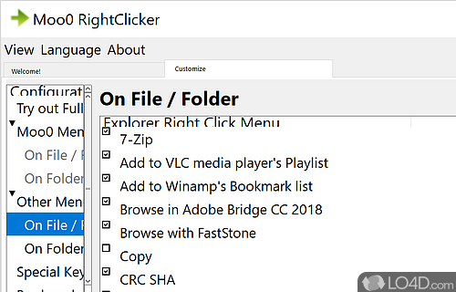 New additions to the context menu - Screenshot of Moo0 RightClicker