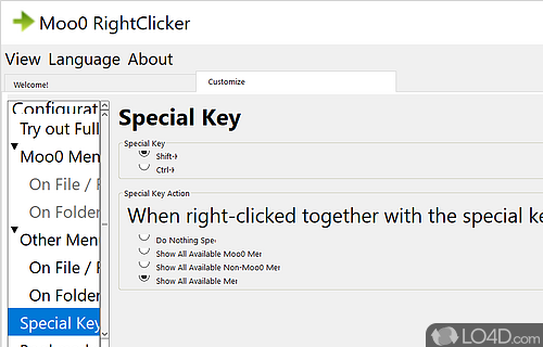 Configuration settings - Screenshot of Moo0 RightClicker