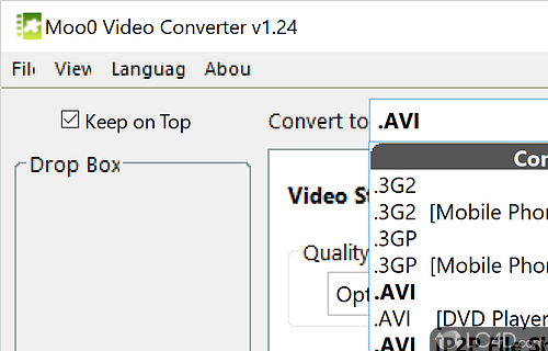 With conversion support for AVI, FLV, MKV, MP4, MPG, RAW, WEBM and more - Screenshot of Moo0 Video Converter