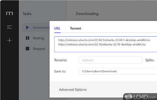 Easily download a list of URLs or torrent files - Screenshot of Motrix