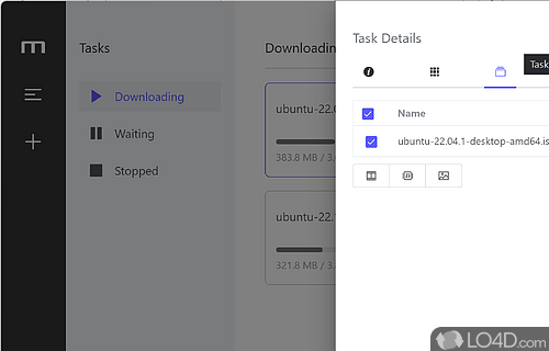 Manage download tasks and view some details about the files you're downloading - Screenshot of Motrix
