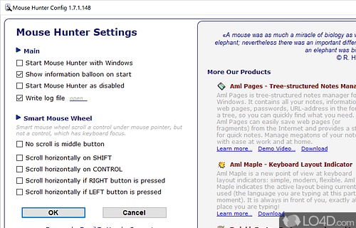 Use the scroll wheel in background windows - Screenshot of Mouse Hunter