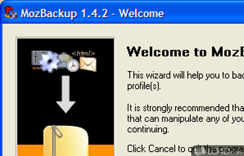 Screenshot of MozBackup - Backup the setings for Thunderbird and Firefox