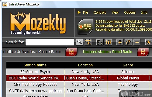 Screenshot of Mozekty - Fast tool to play audio streams and radio stations