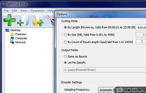 Screenshot of MP3 Cut - Clear-cut interface and options