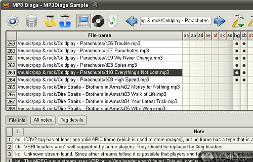 MP3 Diags Screenshot