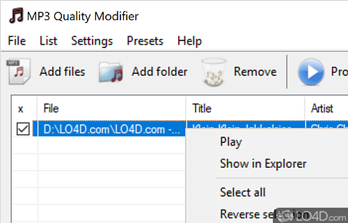 Save space on your MP3 player by modifying bitrate - Screenshot of MP3 Quality Modifier