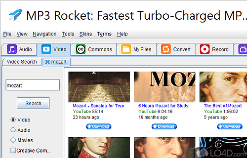 Similar to FrostWire and LimeWire - Screenshot of MP3 Rocket