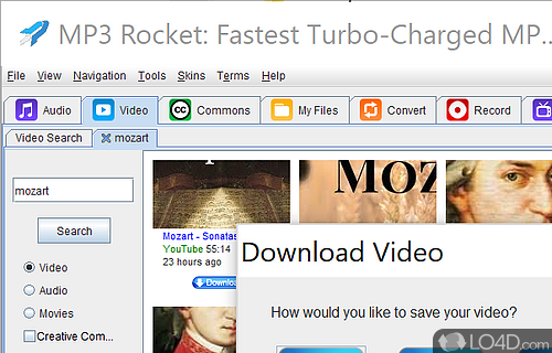 Managed via tabs - Screenshot of MP3 Rocket