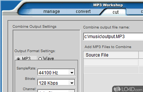 Convert and combine audio tracks, and rip CDs - Screenshot of MP3 Workshop