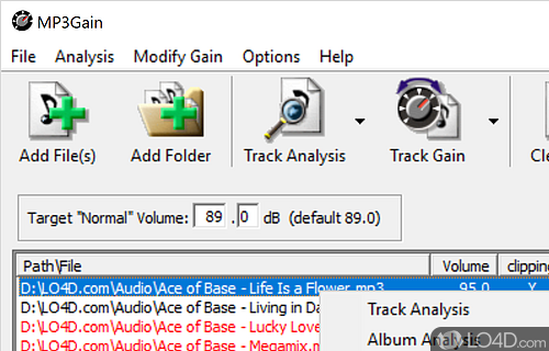 Add files and analyzing tracks - Screenshot of MP3Gain