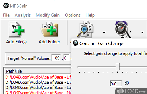 Adjusting the volume - Screenshot of MP3Gain
