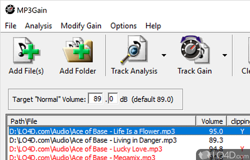 Analyze and normalize the volume level of MP3 files in single or batch mode, apply settings to tracks and albums, using options - Screenshot of MP3Gain
