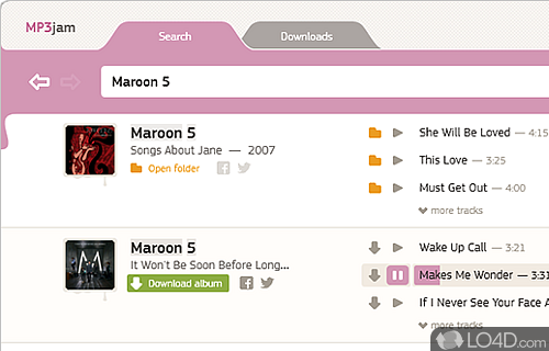 Screenshot of MP3jam - User interface
