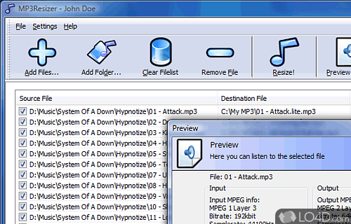 MP3Resizer Screenshot