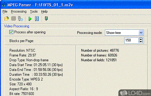 Screenshot of MPEG Parser - Program for viewing the internal structure of MPEG-files