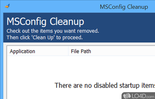 Screenshot of MSConfig Cleanup - Scans the MSConfig utility in order to detect disabled startup items, allowing you to remove them in a few mouse clicks