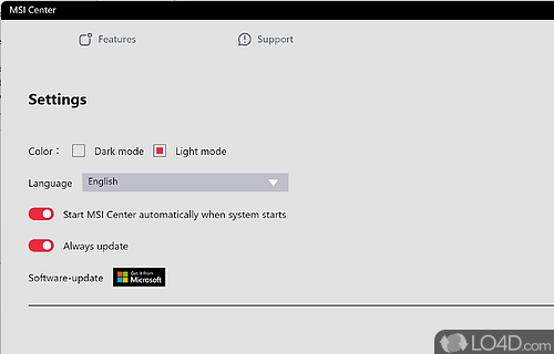 Win10 Update - Screenshot of MSI Center