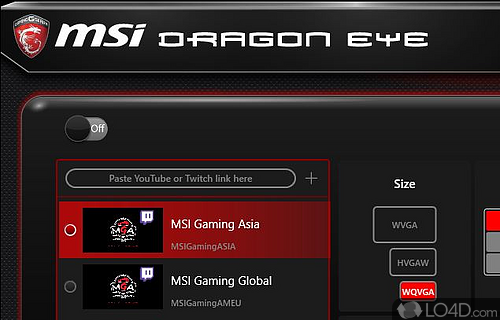 Screenshot of MSI Dragon Eye - Watch Twitch streams or YouTube videos while playing various games on MSI gaming PCs