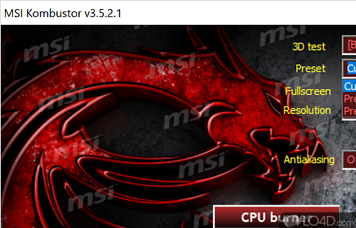 User interface - Screenshot of MSI Kombustor