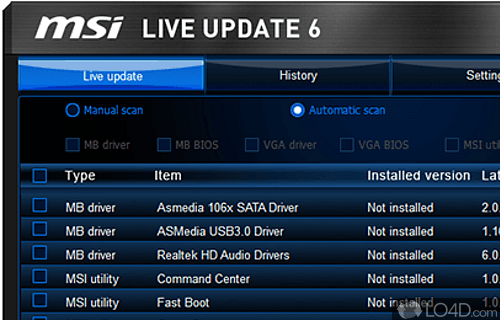 MSI Live Update Screenshot