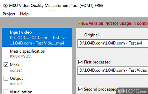 Measure the video quality in three steps - Screenshot of MSU Video Quality Measurement Tool
