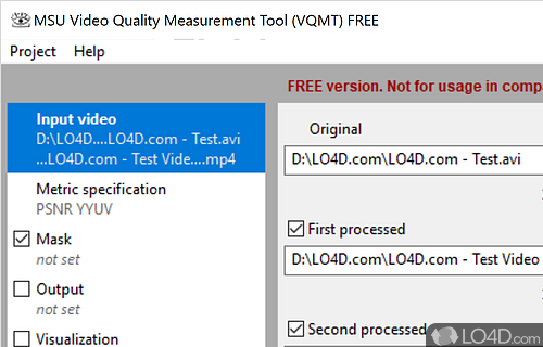 MSU Video Quality Measurement Tool Screenshot