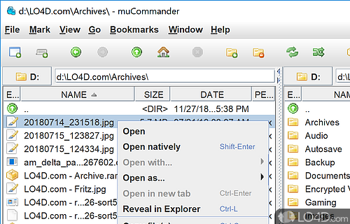 Dual-panel file manager - Screenshot of muCommander