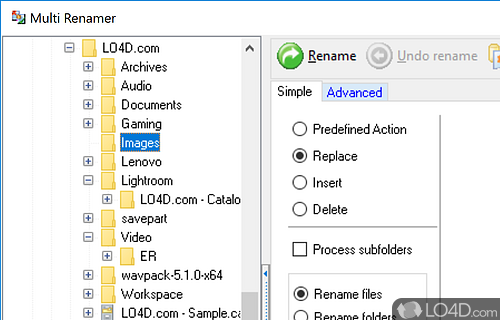 Rename multiple files automatically basing on own set of naming criteria - Screenshot of MultiRenamer