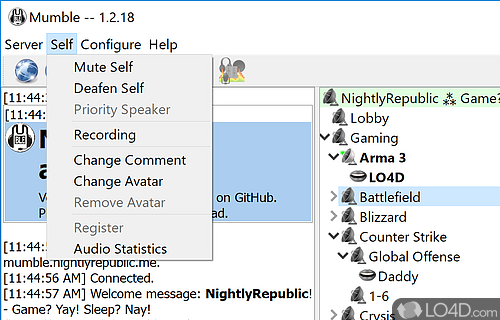 Messenger for gamers - Screenshot of Mumble