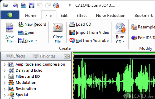 Software utility that provides you with the means to record - Screenshot of Music Editor Free