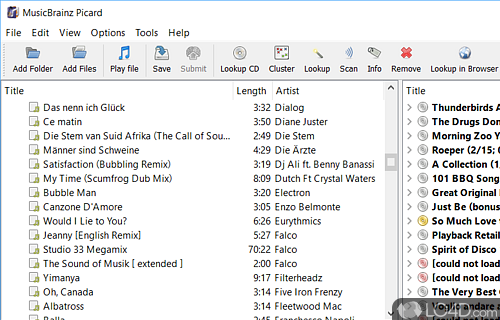 Open-source tag editor for music files of various types, including MP3, FLAC, OGG, M4A, WMA - Screenshot of MusicBrainz Picard