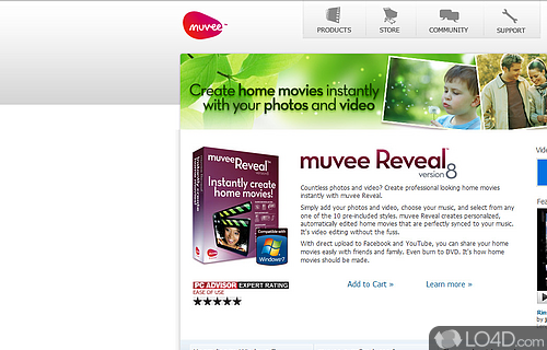 Screenshot of muvee Reveal - Create enhanced movie clips with cinema-like effects by using this utility that supports images