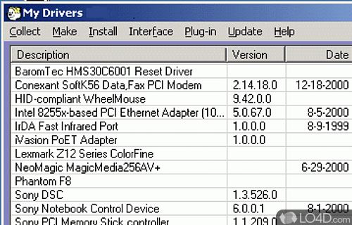 Screenshot of My Drivers - Software program that helps you view, back up, restore