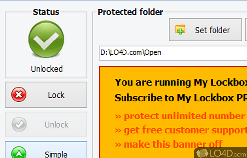 Lock and password protect almost any folder - Screenshot of My Lockbox