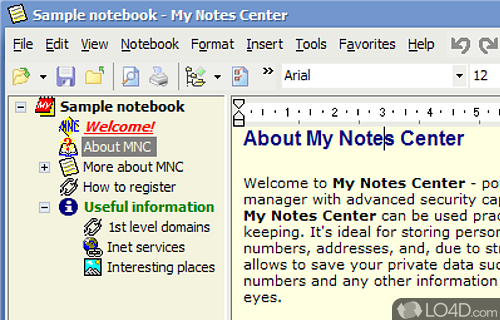 Screenshot of My Notes Center - Compose and create organized drafts, books, or projects, customize them with diverse elements