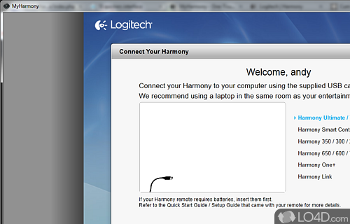 Screenshot of MyHarmony Desktop - Set up Logitech Remote or Harmony Hub with the help of computer and this wizard-based piece of software