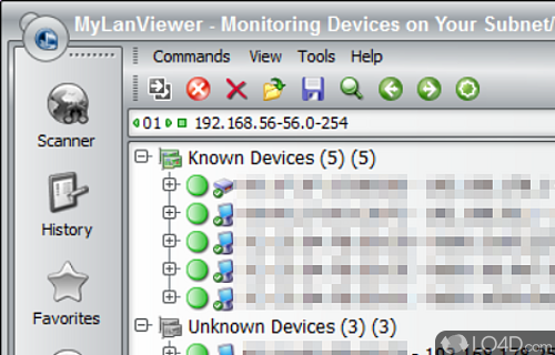 Amazing LAN/Network IP address scanner app for Windows - Screenshot of MyLanViewer Portable