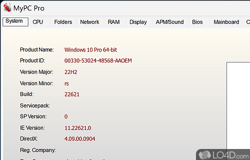 View detailed information about the system, processes - Screenshot of MyPC