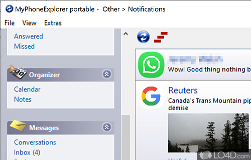 User interface - Screenshot of MyPhoneExplorer Portable