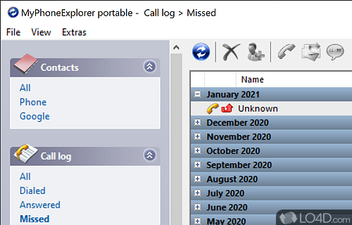 Manage contacts, transfer files from PC to phone - Screenshot of MyPhoneExplorer Portable