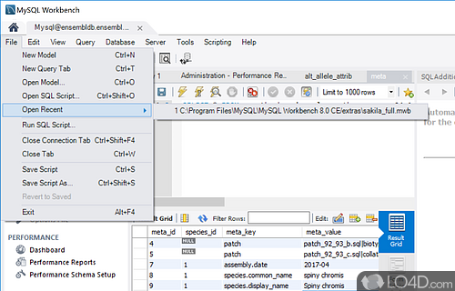 Visual tool for database architects - Screenshot of MySQL Workbench