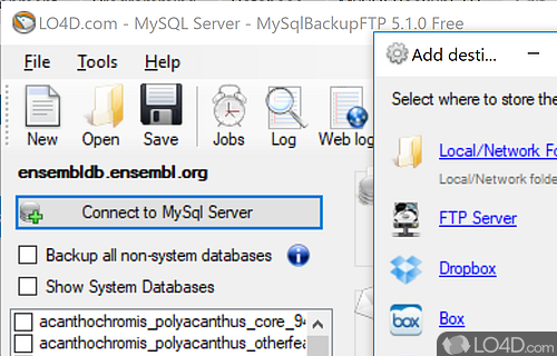 User interface - Screenshot of MySQLBackupFTP